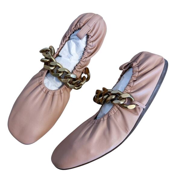 Stella McCartney Falabella Faux Leather Pink Chain Ballet Flats 37.5 - Picture 12 of 12